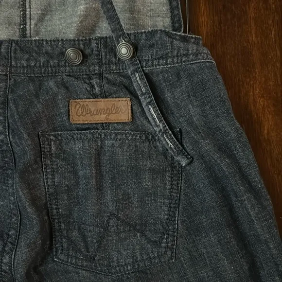 Wrangler Jean Short Overalls - RARE Spaghetti Straps Open Back Dark Wash Size 1