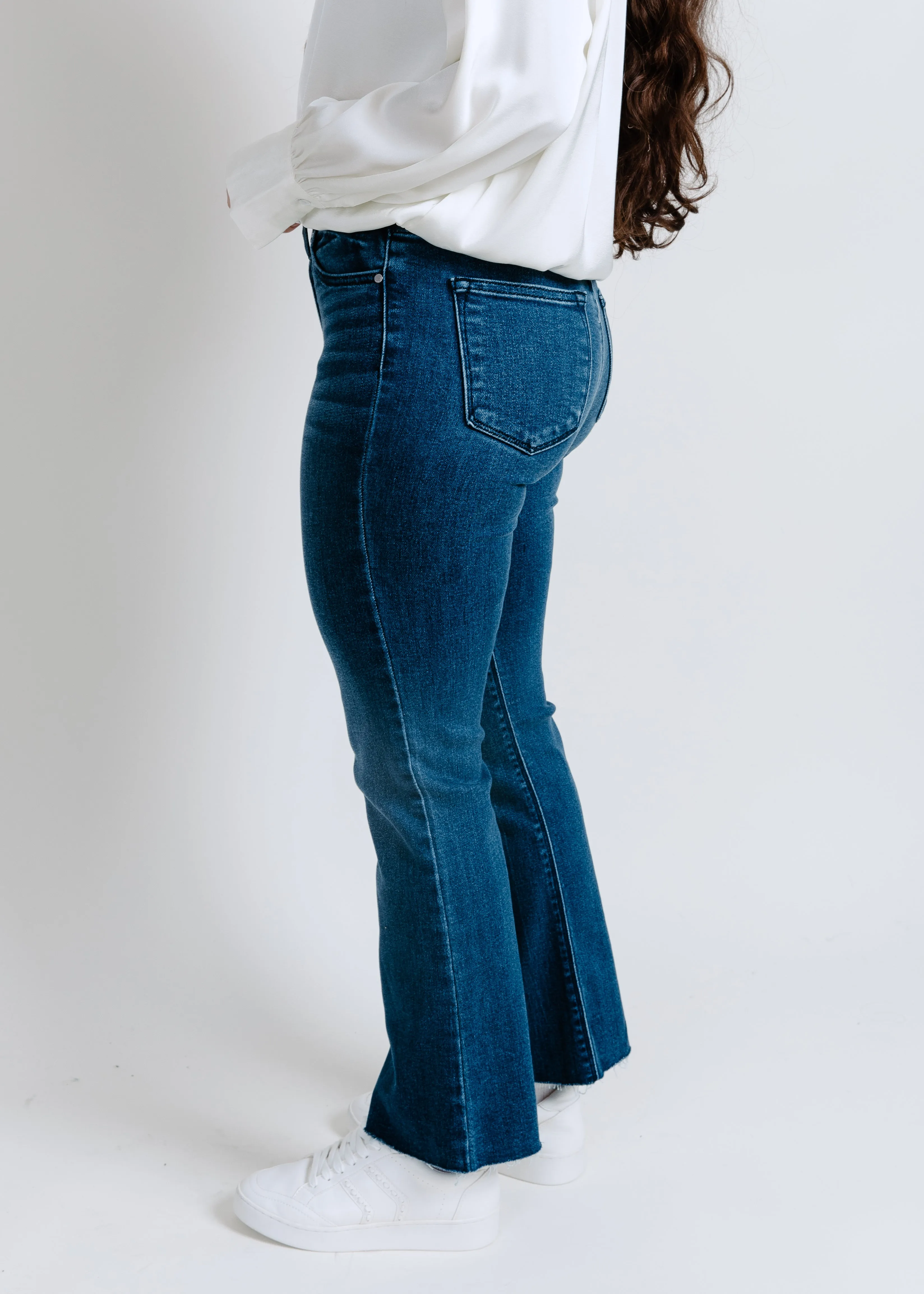 Wrenley Slim Palazzo Scissor Cut - Dark Wash