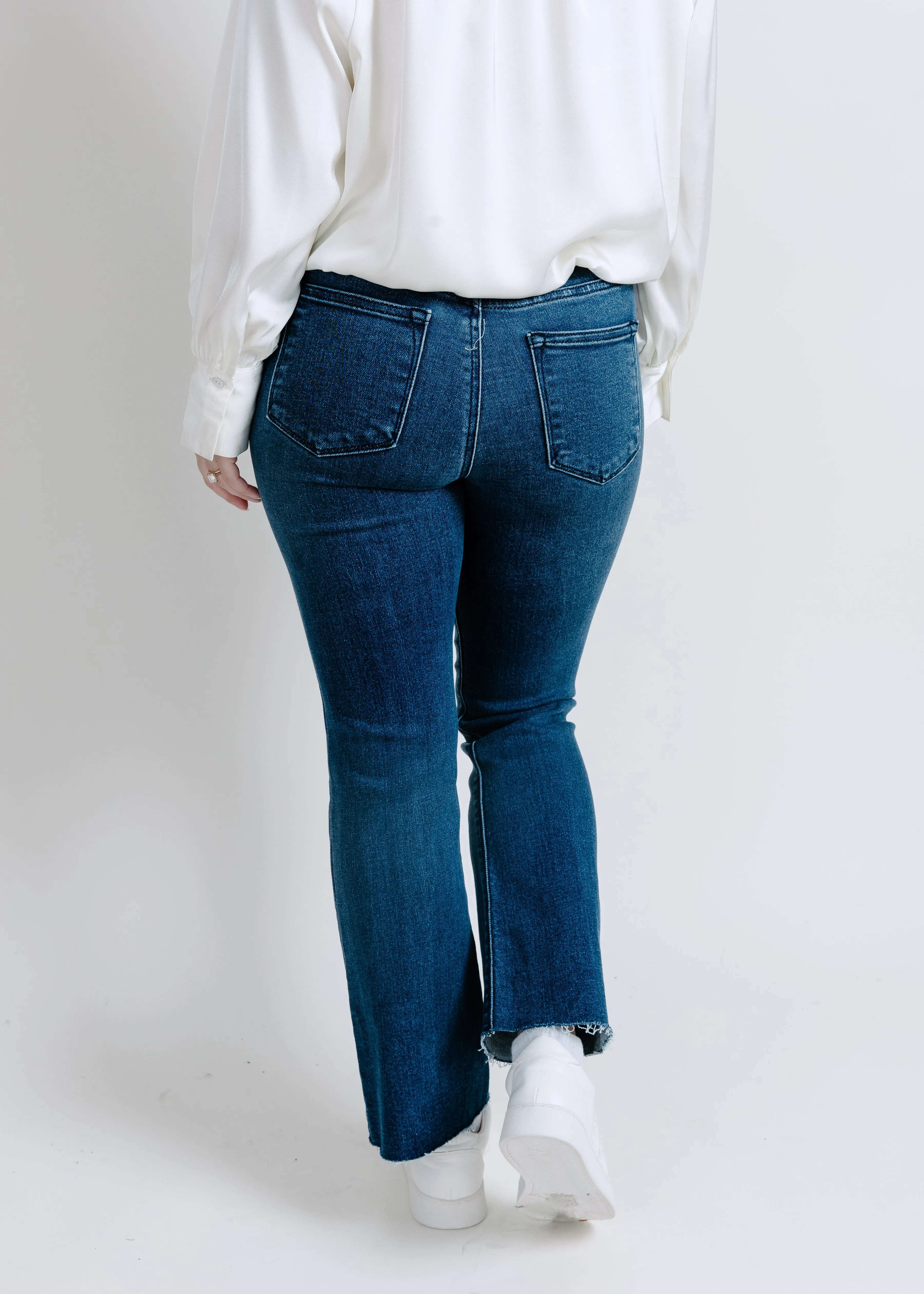 Wrenley Slim Palazzo Scissor Cut - Dark Wash
