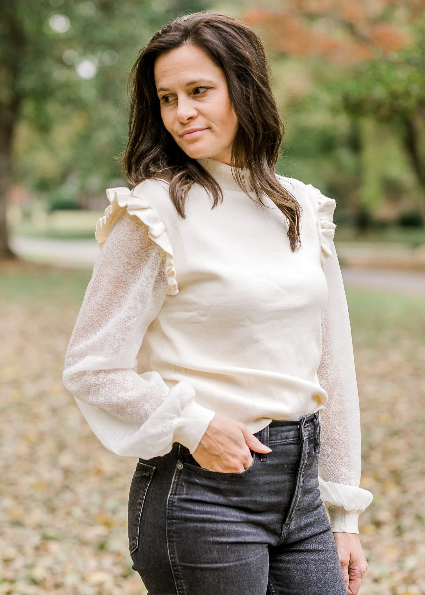 X Ivory Details Sweater