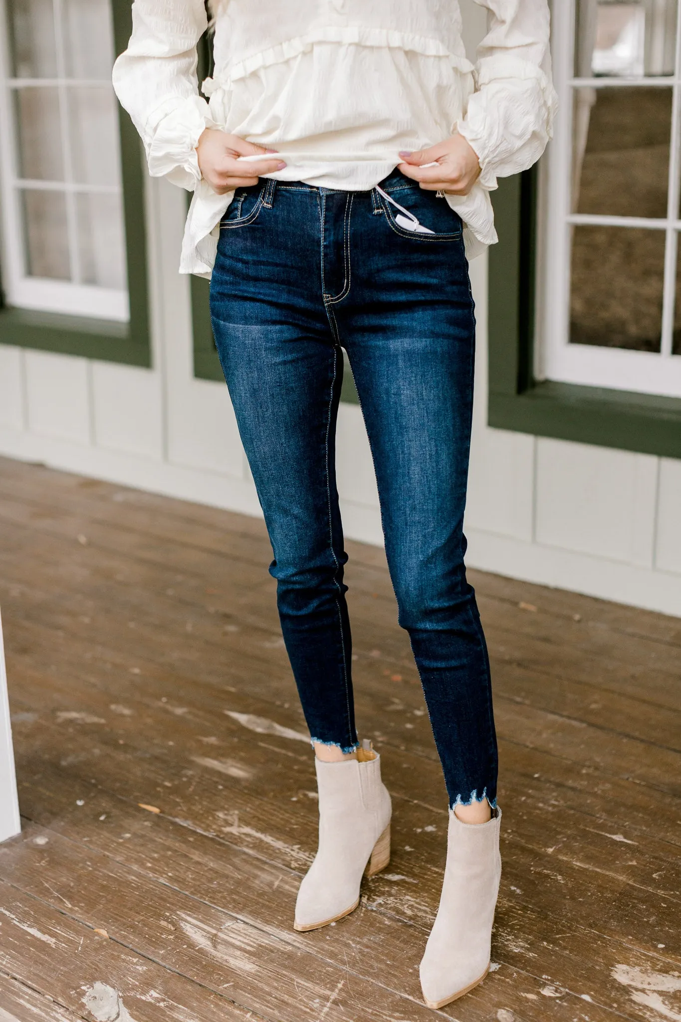 X Kancan Hi Rise Ankle Skinny w Frayed Hem