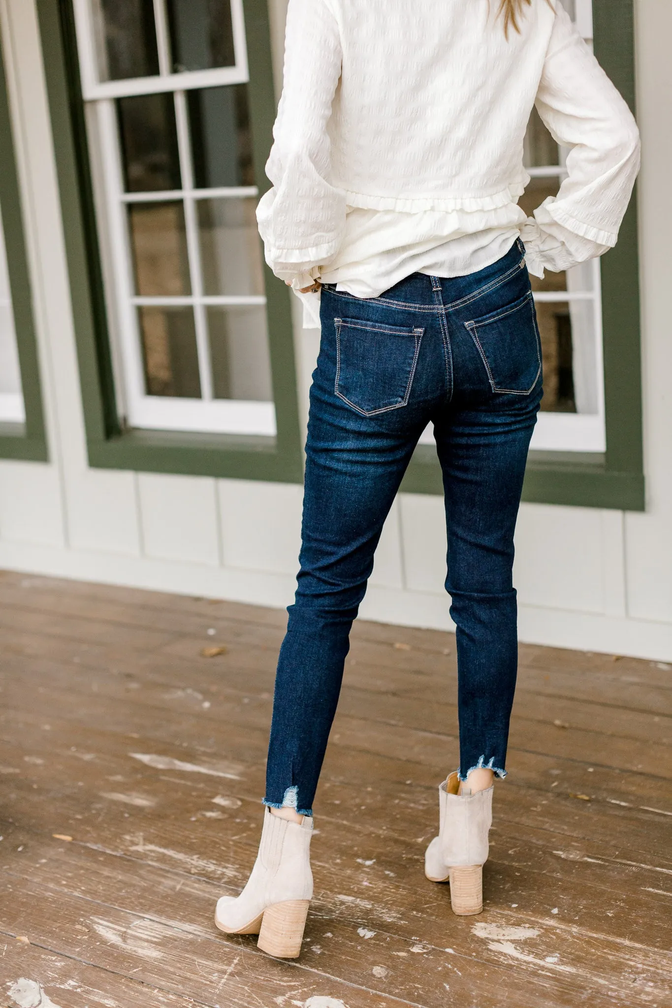 X Kancan Hi Rise Ankle Skinny w Frayed Hem