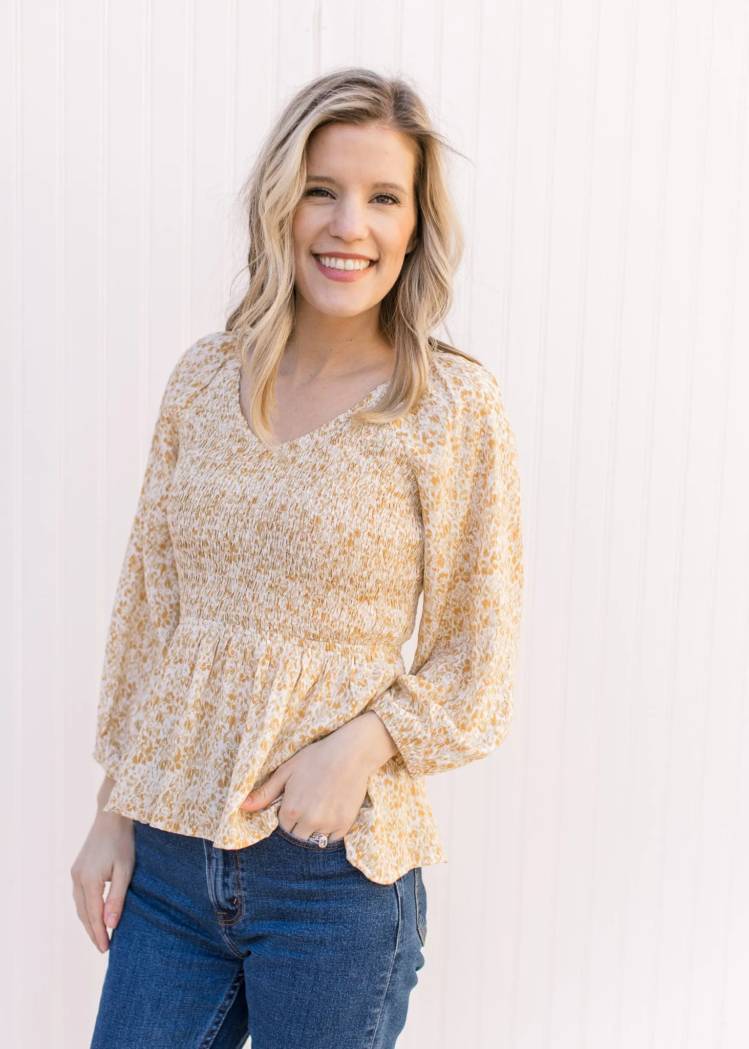 X Yellow Ditsy Floral Top