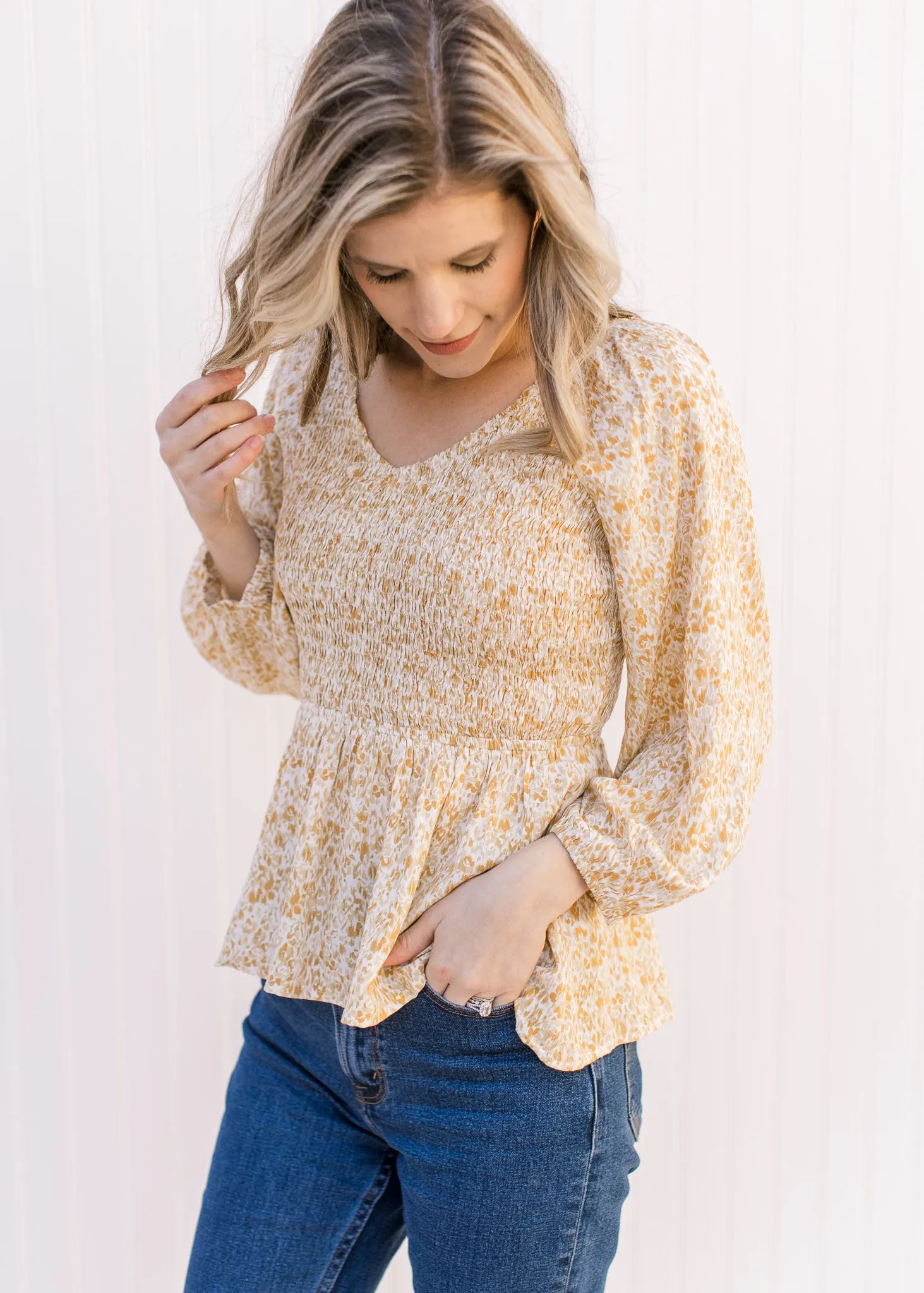X Yellow Ditsy Floral Top