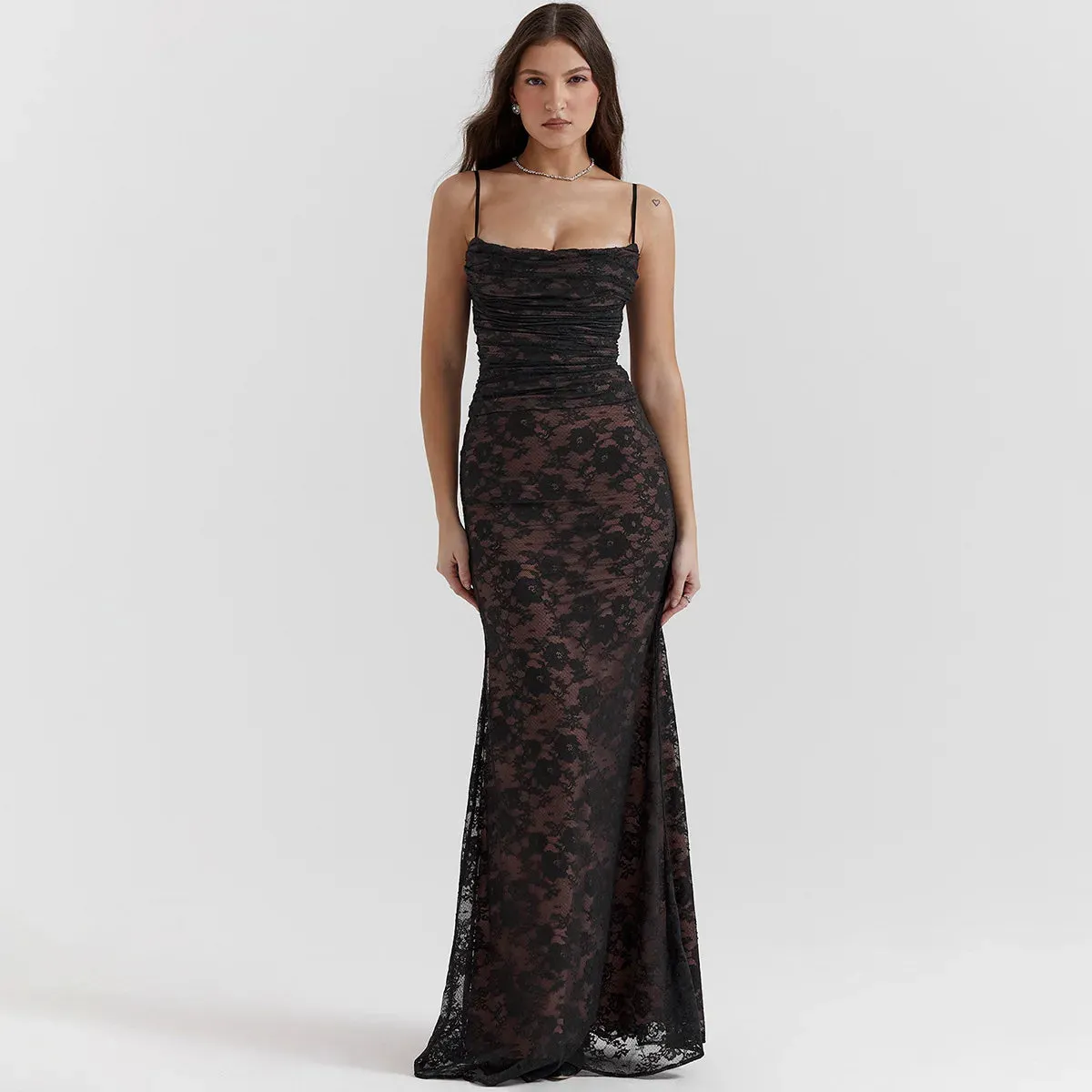 Y2K Bolero Lace Maxi Dress