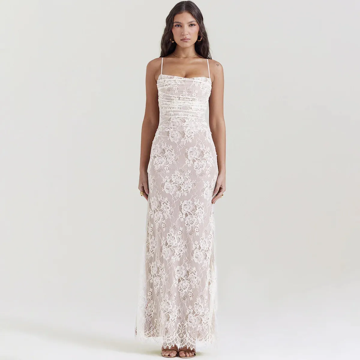 Y2K Bolero Lace Maxi Dress