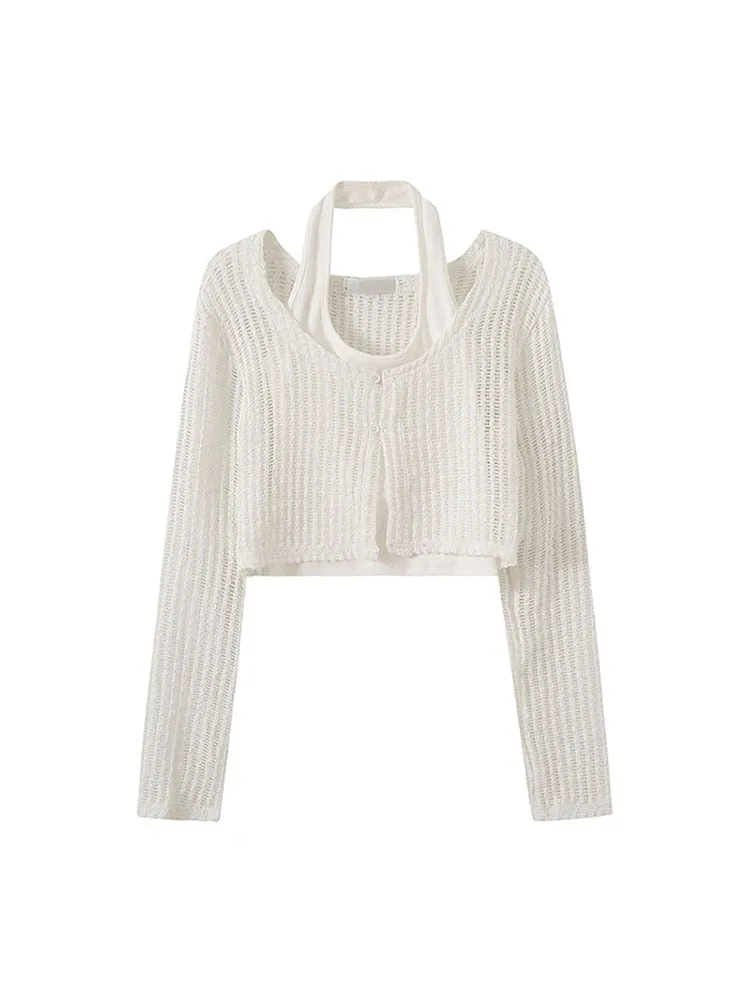 Y2K Halter Hollow Out Knit Top