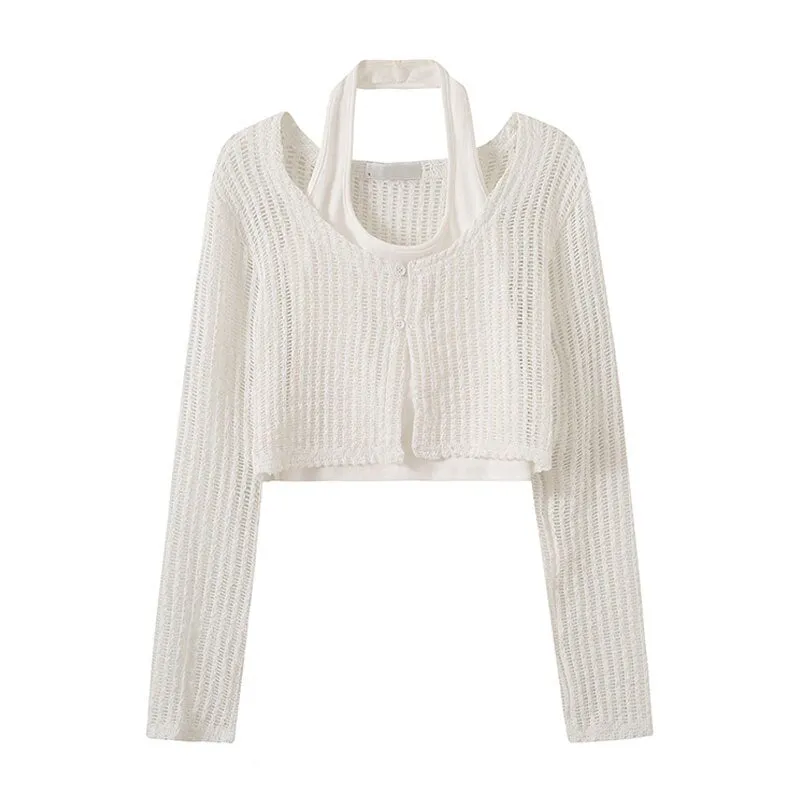 Y2K Halter Hollow Out Knit Top
