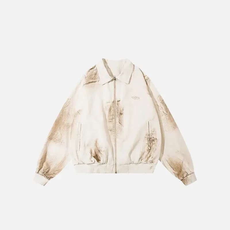 Y2K Patchwork Loose Zip Jacket for Chic Casual Style
