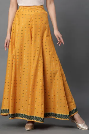 Yellow Printed Semi-Flared Palazzo