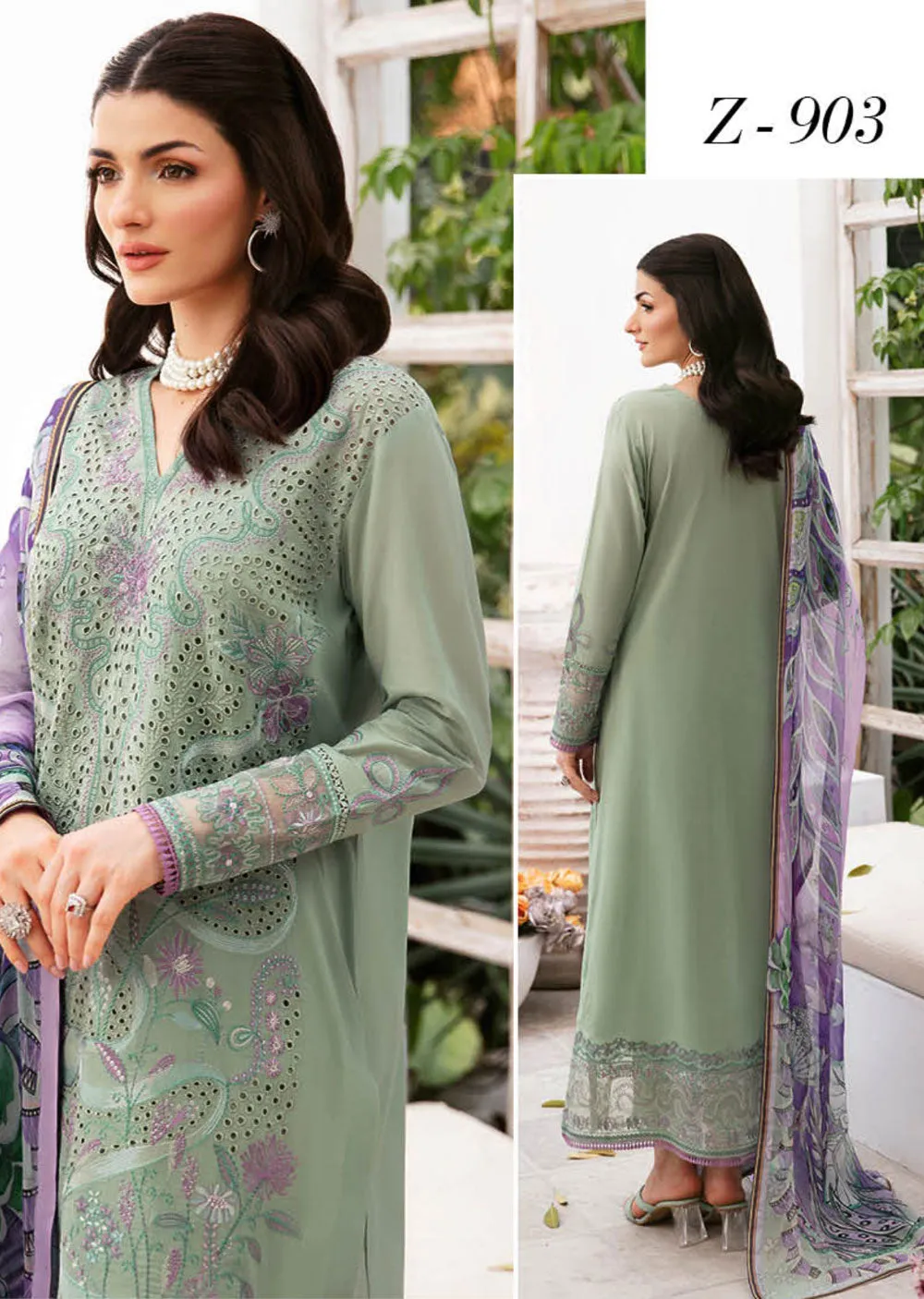 Z-903 - Unstitched - Ramsha Andaaz Luxury Lawn Vol 9 2024