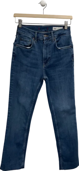 ZARA Blue High Rise Straight Jeans UK 6