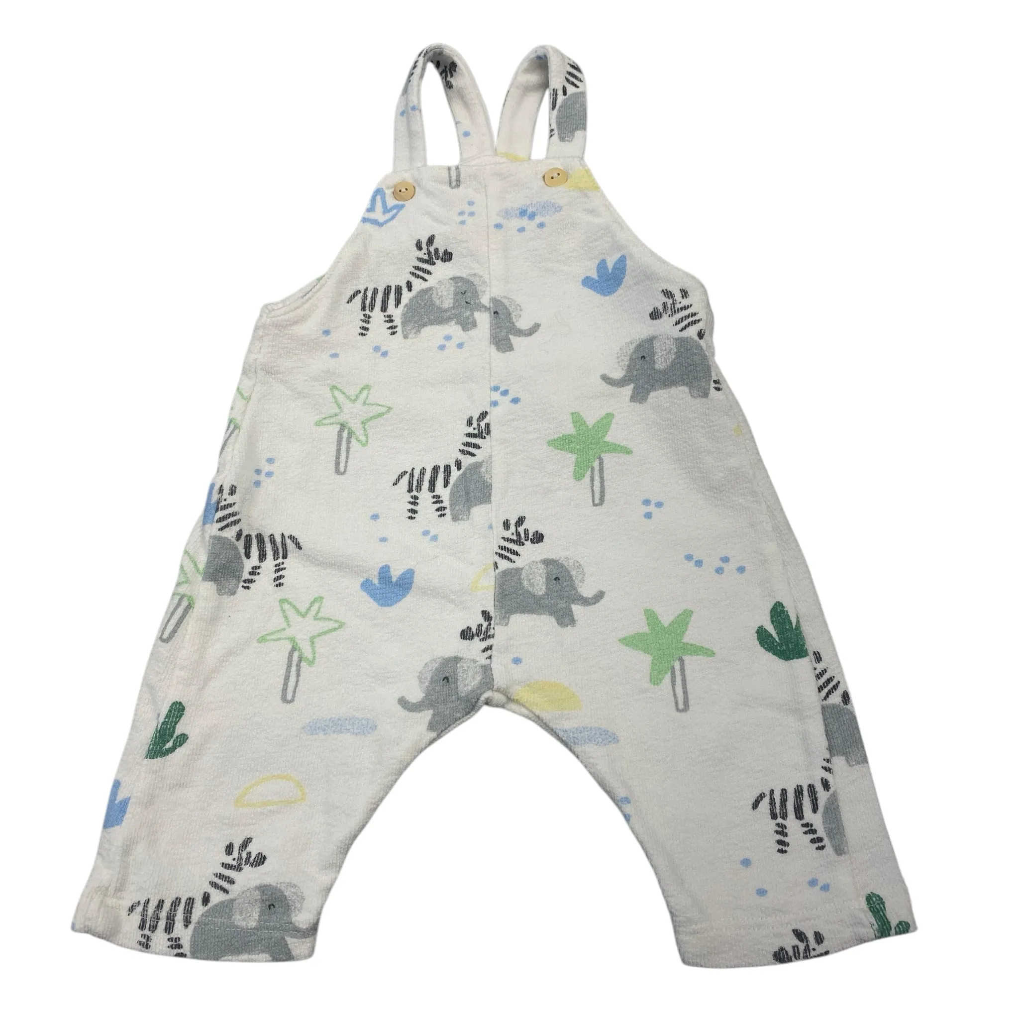 Zara Boy's White Print Overalls size 0/3 m