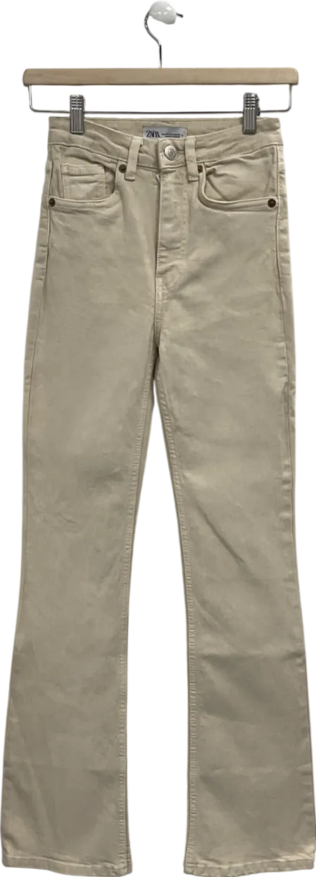 ZARA Cream Straight-leg Jeans W34
