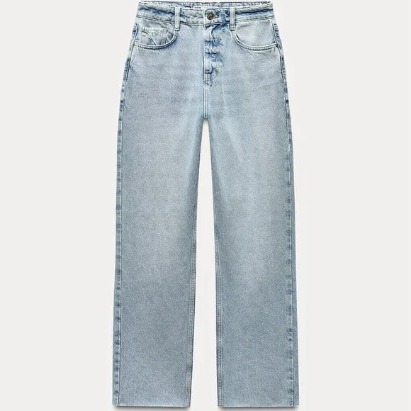 ZARA JEANS | SZ 6 | HIGH WAIST | STRAIGHT LEG | ANKLE LENGTH | LIGHT BLUE | NWT
