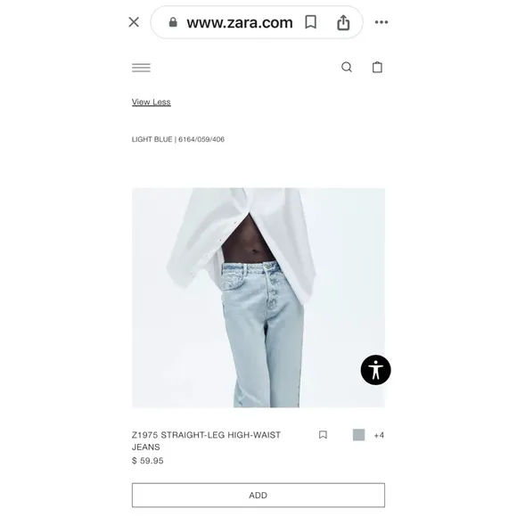 ZARA JEANS | SZ 6 | HIGH WAIST | STRAIGHT LEG | ANKLE LENGTH | LIGHT BLUE | NWT