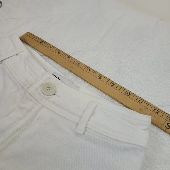 Zara The Marine Straight High Waisted Wide Leg Women's White Jeans Raw Hem 4