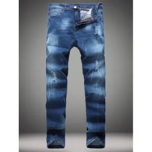 Zip-Fly Straight Leg Frayed Jeans for men